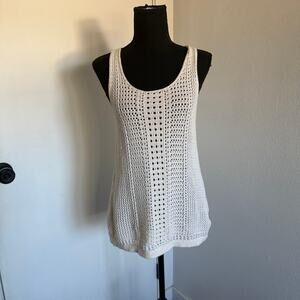 GAP for Good Knit Crochet Boho Cream Sleeveless tank top blouse - M